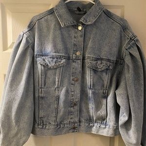 Puff sleeve denim jacket